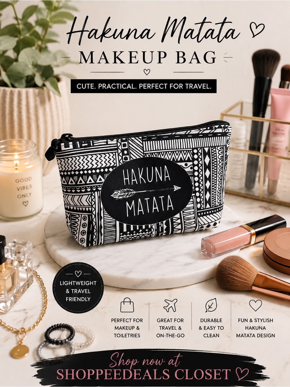 Jom Tokoy Hakuna Matata Makeup Bag Travel Cosmetic Case